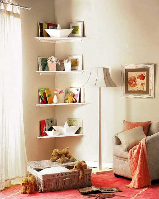 Simple DIY Corner Book Shelves Adding Storage Spaces to Small Kids .