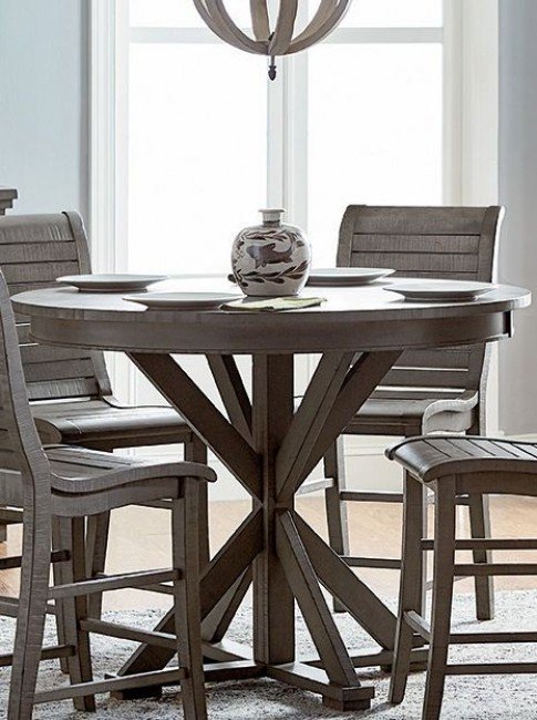 Willow Distressed Dark Gray Round Counter Height Dining Table .