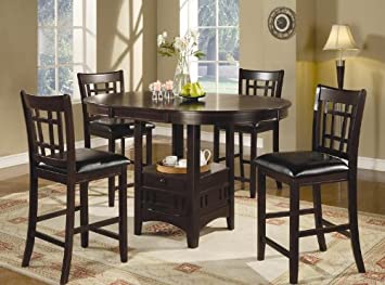 Amazon.com: 5pc Counter Height Dining Table and Stools Set Dark .