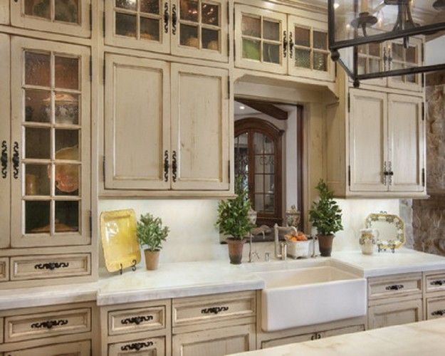 French Country White Kitchen Cabinets | Country kitchen cabinets .