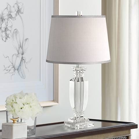 Sherry Crystal Table Lamp with Gray Shade - #53X57 | Lamps Plus .