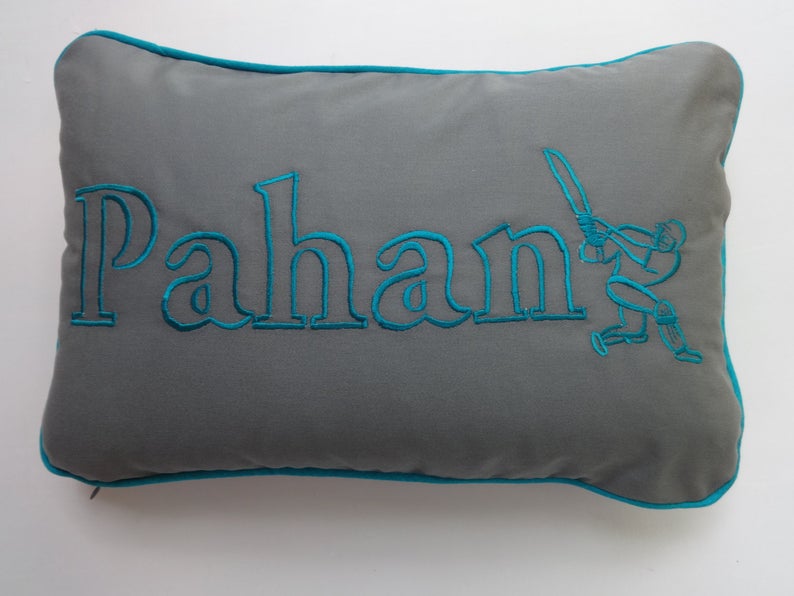 Name pillow. Custom Made cushion cover for cricket lovers. | Et