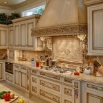 Custom Made Glazed Kitchen cabinets ... check out the oven hood .