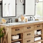 Rustic Master Bathroom with Complex Marble, Pottery barn .