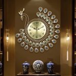 Large Non ticking Silent Decorative Wall Clock Metal Watch Gold 3D .