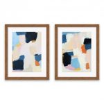 Set Of 2) 16.25"x20.25" Abstract Framed Print Decorative Wall Art .