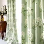 Pair of Designer Curtains,Cotton Vintage Floral Green Hydrangea 2 .