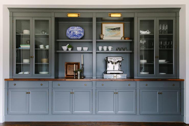 Dark Gray Dining Room Cabinets and Shelves - Transitional - Dining .