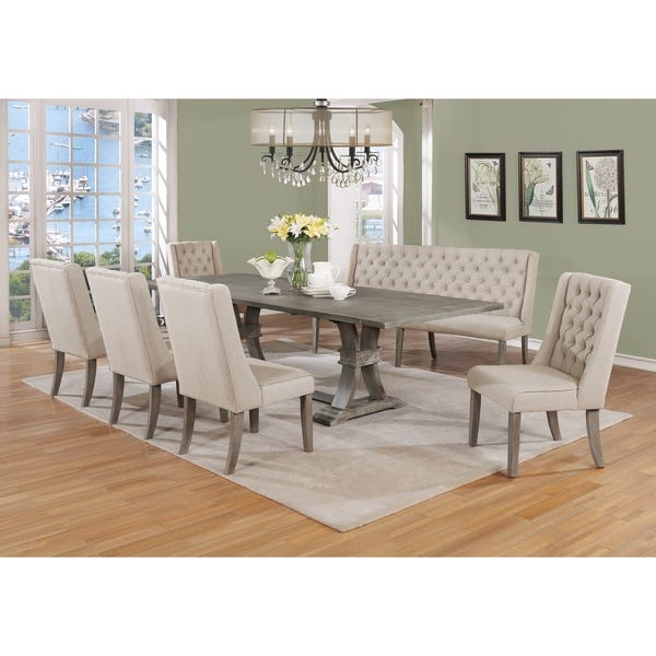 Shop Best Quality Furniture Extending Rustic Grey 7-Piece Dining .
