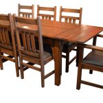 Arts and Crafts Oak Dining Table With 2 Leaves and 8 Dining Chairs .