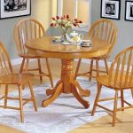 5pc Country Style Oak Finish Wood Round Dining Table 4 Windsor .