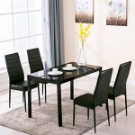 Amazon.com - 4Family 5 Piece Dining Table Set 4 Chairs Glass Metal .