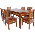 Antique Dining Table Set and 6 chairs wooden carved furniture .