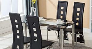 Amazon.com - Mecor Dining Room Table Set, 5 Piece Glass Kitchen .