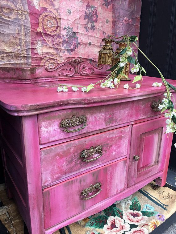 Bohemian Pink Vintage Cabinet Bedside Table Shabby Chic .