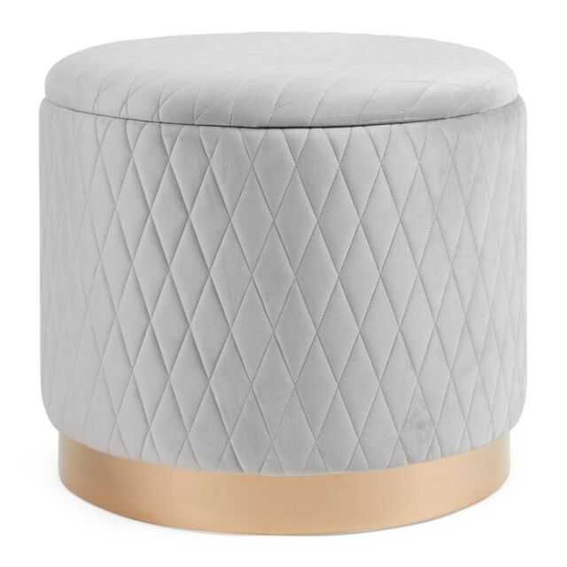 Dressing Table Stool Quilted Bedroom Storage Pouffe Velvet Round .