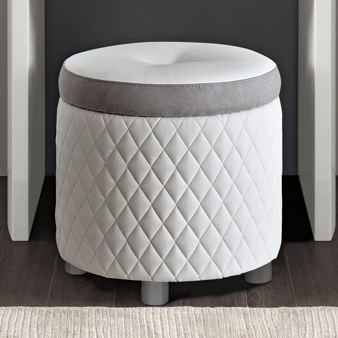 Bianca White Stitched Eco Leather Dressing Table Stool : F D .