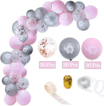Amazon.com: 93 Pieces Pink Elephant Baby Shower Decorations / Pink .