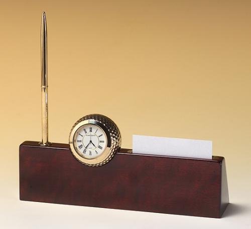 Golf-themed Rosewood Piano Finish Desk Accessory. Executive Gift .