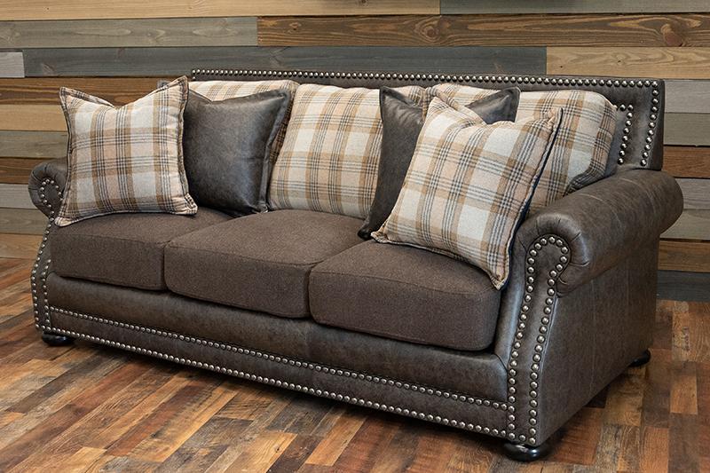 Hamilton Sofa - Grey Trend leather and fabric combo – Big Sky Dec