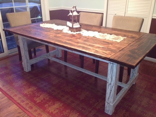 Hand Made Reclaimed Wood Trestle Style Farmhouse Table by .