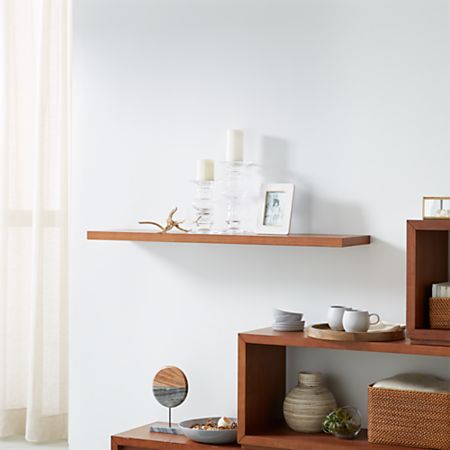Aspect Walnut 47.5" Floating Wall Shelf + Reviews | Crate and Barr