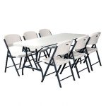 Lifetime Combo - 6' Commercial Grade Folding Table and (6) Folding .