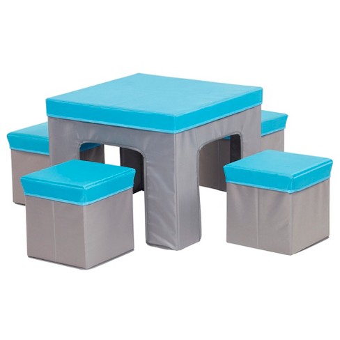 ECR4Kids Multipurpose Folding Kids Table And Chair Set, 5-Piece .