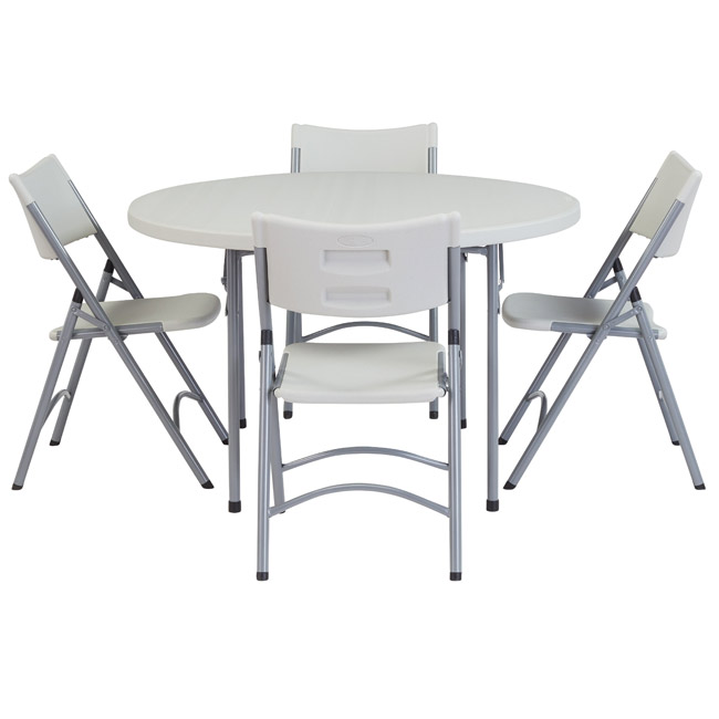 National Plastic Folding Table & Chair Set- 48" Round Folding .
