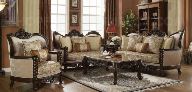 Traditional Victorian Luxury Sofa & Love Seat Formal Living Room .