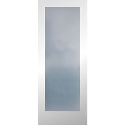 ReliaBilt White Flush Frosted Glass Wood Slab Door (Common: 30-in .
