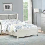 F9426F 3 pc silver finish wood upholstered panel bed full size .