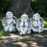 Shop Set of 3 Sitting Cherub Angel Outdoor Garden Statues 11" - On .