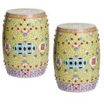 Chinese Famille Rose Garden Stools, A-Pair | Chairi