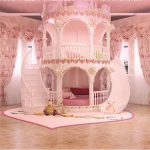 Bedroom Princess Girl Slide Children Bed , Lovely Single Pink .