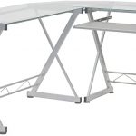 Amazon.com: Tempered Glass L Shape Corner Desk With Pull Out .