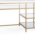 Amazon.com: Gold Finish Contemporary Modern Glam Metal Glass Desk .