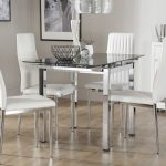 Space Square Chrome & Black Glass Extending Dining Table | Dining .