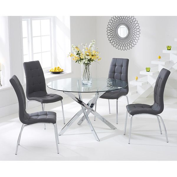 Crovetti Dining Set with 4 Chairs | Gray dining chairs, Glass .