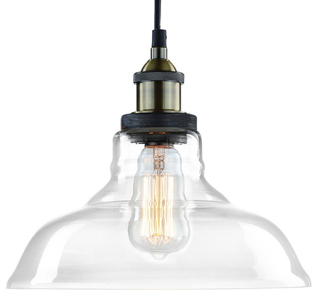 Vintage Style 1-Light Clear Glass Pendant Lights - Industrial .