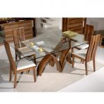 Dream Furniture Teak Wood 6 Seater Luxury Rectangle Glass Top .