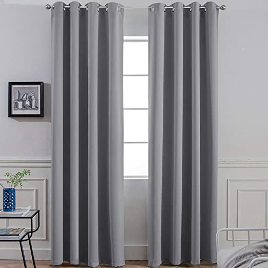 Amazon.com: Yakamok Room Darkening Gray Blackout Curtains Thermal .