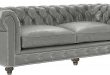 Chesterfield Rustic Grey Leather Sofa - Classic Tufted Grey .