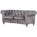 Bellagio Distressed Grey Leather Chesterfield Sofa ($2,110 .