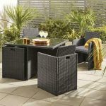 Nevada Grey Rattan 4 Seat Cube Set Garden Furniture Outdoor Table .