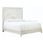 Rustic Wooden Carved Headboard Double Bed - Buy High .
