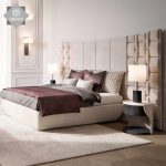 High Quality Bedroom Furniture Luxury High Headboard Beige Fabric .