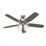 Hunter Amberlin LED 52-in Satin Nickel LED Indoor Ceiling Fan with .