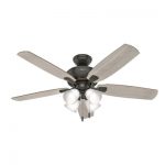 Hunter Amberlin LED 52-in Satin Bronze LED Indoor Ceiling Fan with .