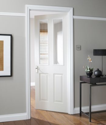 B&Q - 4 Panel White Smooth Internal Glazed Door, could match our .